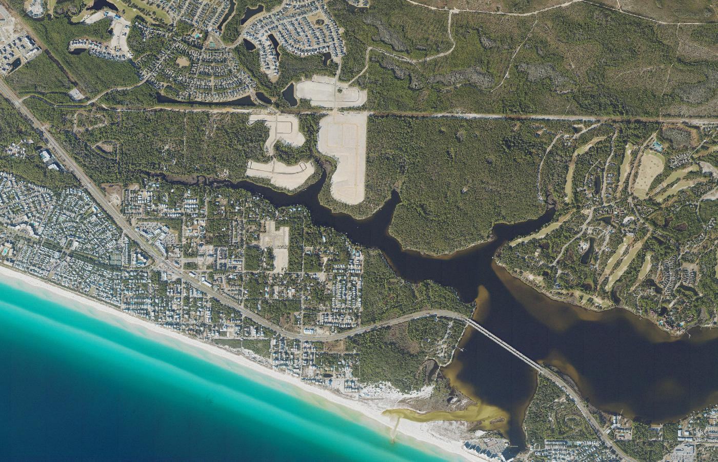 Aerial photograph of Lake Powell on the Walton and Bay county line, Florida
